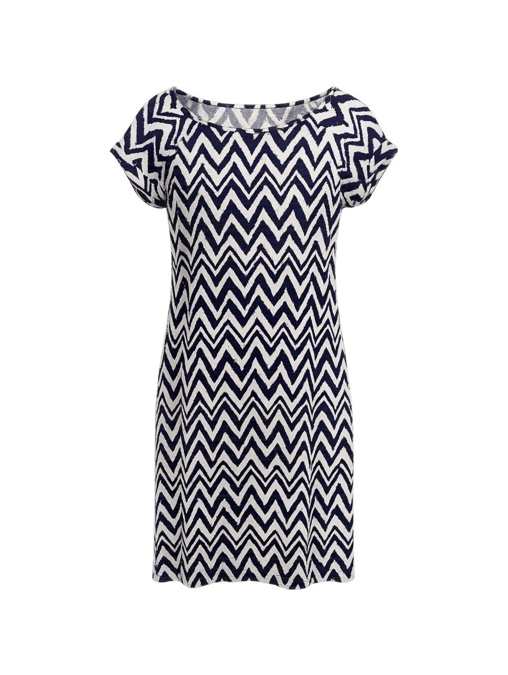 Lilly Pulitzer Navy Blue White Chevron Cotton Short Sleeve Dress Nautical Size L